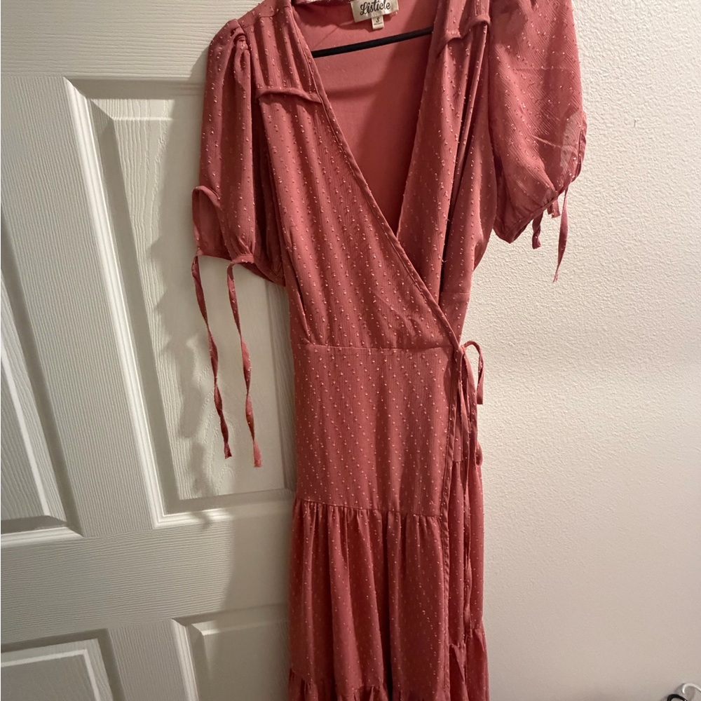Gilli Dusty Pink Polka Dot Midi Dress